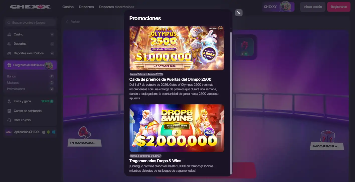 Tres niveles del paquete de bienvenida de CHEXX