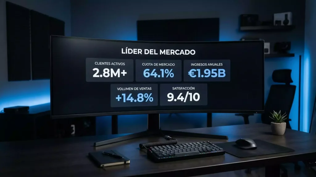 Panel de control de una gran plataforma de apuestas cripto mostrando volumen global de operaciones